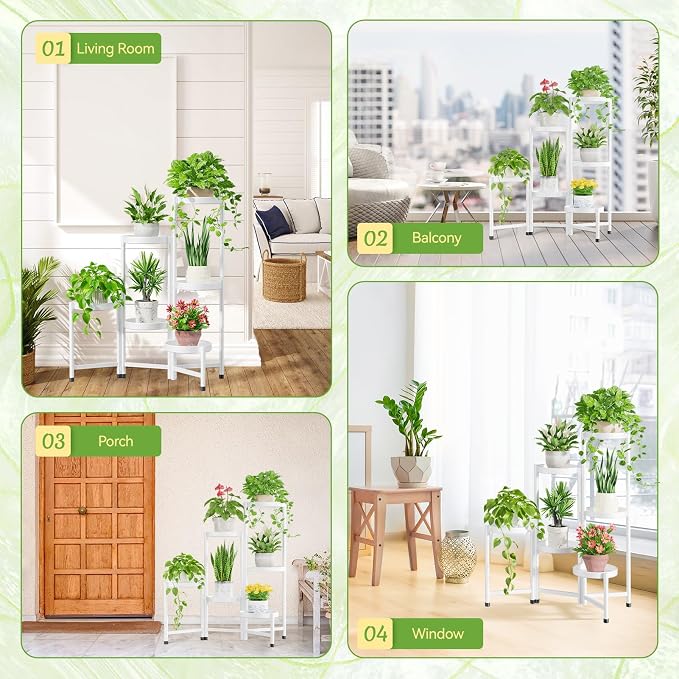 iDavosic.ly Plant Stand Indoor Outdoor, 6 Tier Corner Metal Flower Display - Image 3