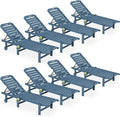 SERWALL Outdoor Chaise Lounge Set of 8, HDPE Pool Lounge Chairs by SERWALL