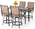 PHI VILLA 5 Piece Outdoor Bar Set, Counter Height Patio Bar Table and Chairs by PHIVILLAThepioneerofcomfortablehouseholdsupplies