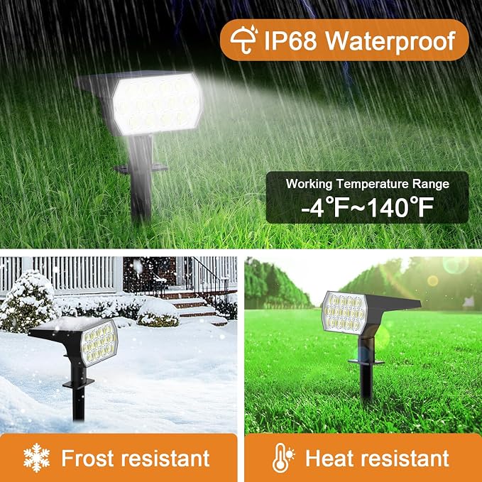 WELALO Solar Spot Lights Outdoor, Solar Landscape Spotlights, Solar Powered - Image 4