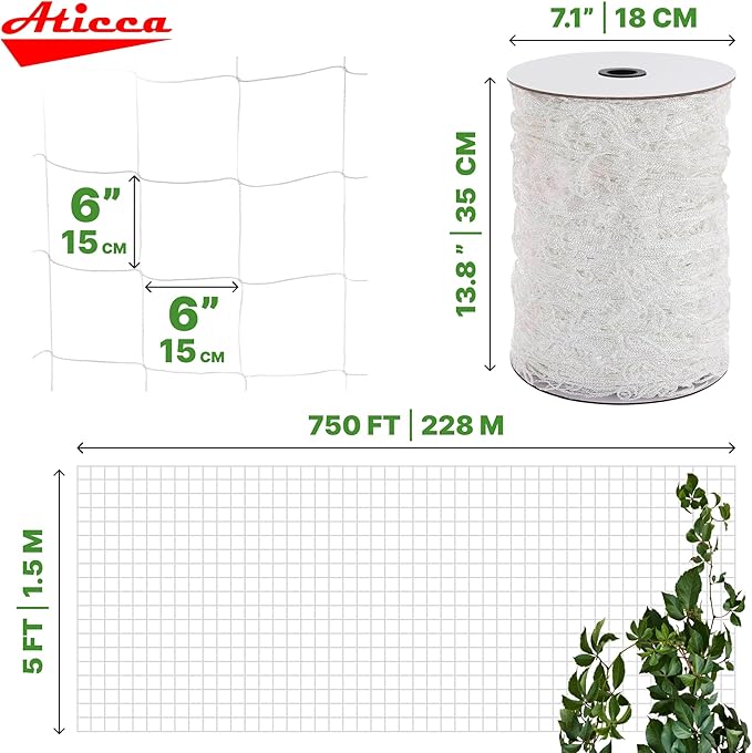 Trellis Netting 5 x 750 ft Heavy Duty Polyester Plant Support Netting White - Image 2