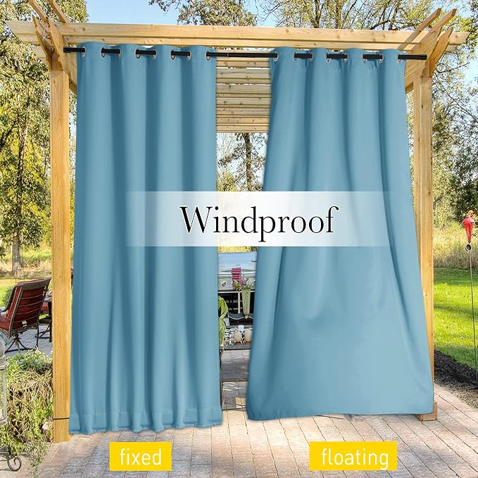 NICETOWN 2 Panels Weighted Blackout Outdoor Curtains - Image 7