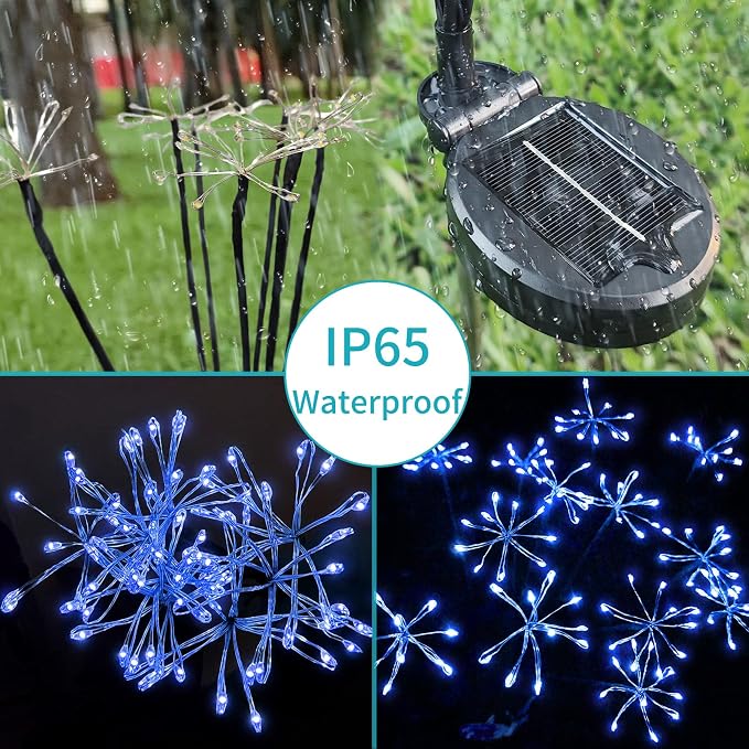 JJGoo Solar Garden Lights, New Upgraded 2 Pack Solar Swaying Starburst Light - Image 4