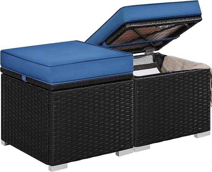 Yaheetech Wicker Ottomans, Outdoor/Indoor Footstools, Additional Seating by Yaheetech