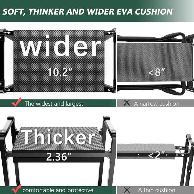 FLINTER 10.2" Wider Garden Kneeler and Seat, Heavy Duty Thick Gardening Bench - Image 5