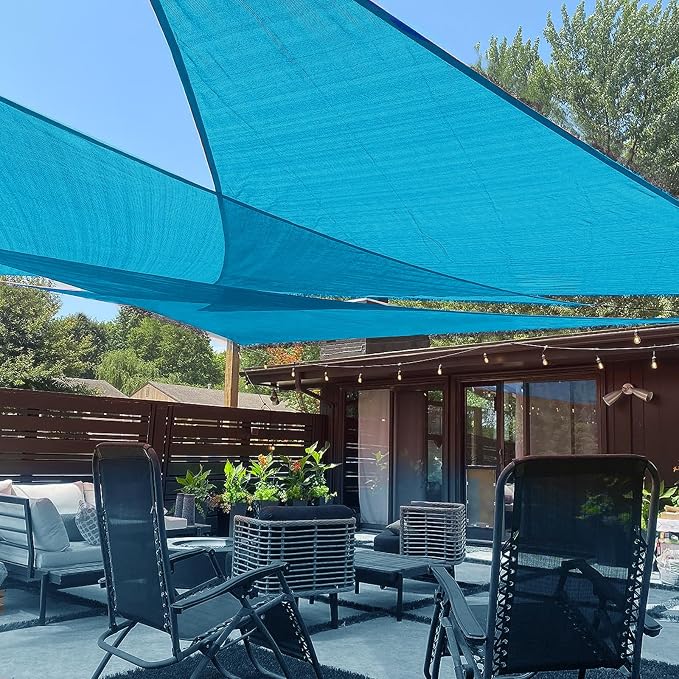 LOVE STORY Custom Size 7'x14'x15.7' Turquoise Blue Sun Shade Sail Right by LOVESTORY