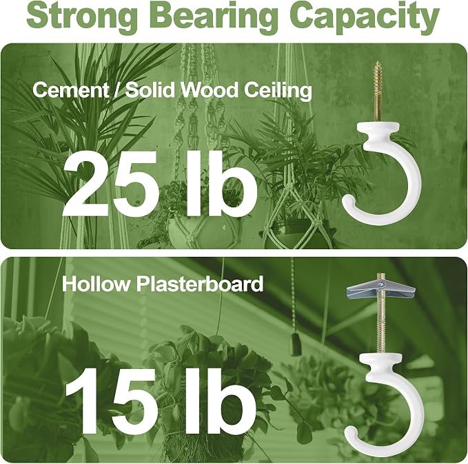 2PCS Ceiling Hooks for Hanging Plants, Heavy Duty Plant Swag Hooks, Hanging - Image 3