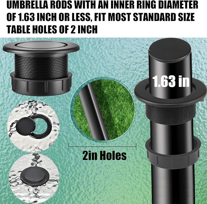 Patio Table Umbrella Hole Ring Plug Cap Set, Yard Parasol Table Hole Cover - Image 3