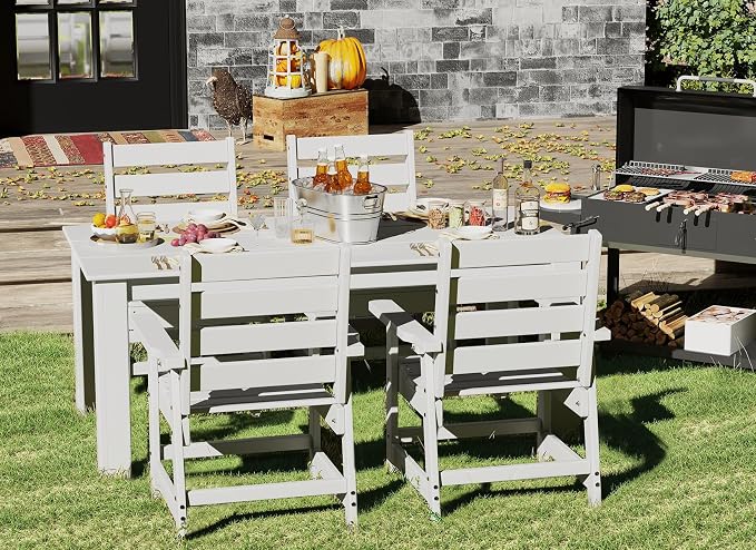 GREENVINES Outdoor Dining Chair | HDPE | Patio Chairs | All-Weather | White - Image 3