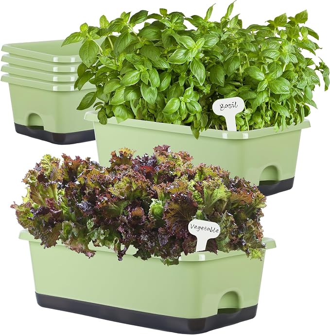 Window Box Planter 6 Pcs, 17 Inches Rectangle Flower Pots by Oliz