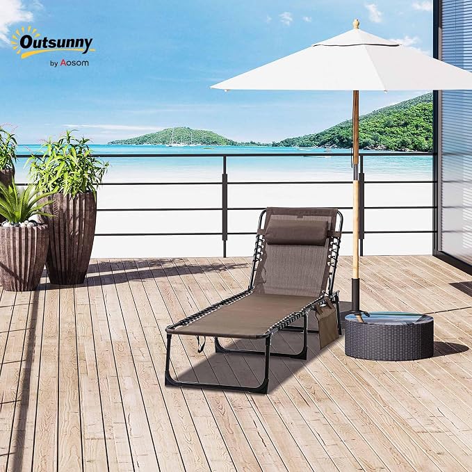 Outsunny Chaise Lounge Chair Outdoor, 5-Position Adjustable Sun Tanning Chair - Image 2