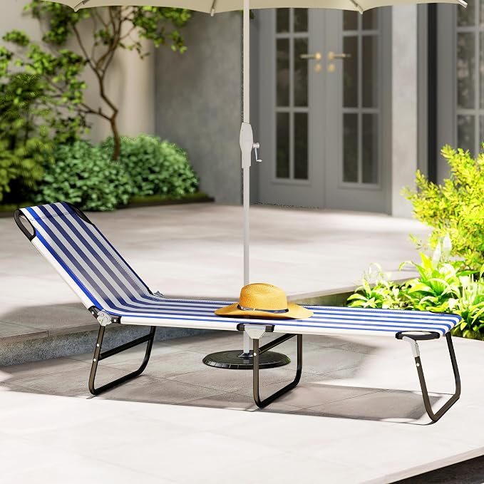 Outsunny Folding Chaise Lounge Pool Chairs, Outdoor Sun Tanning Chairs - Image 9