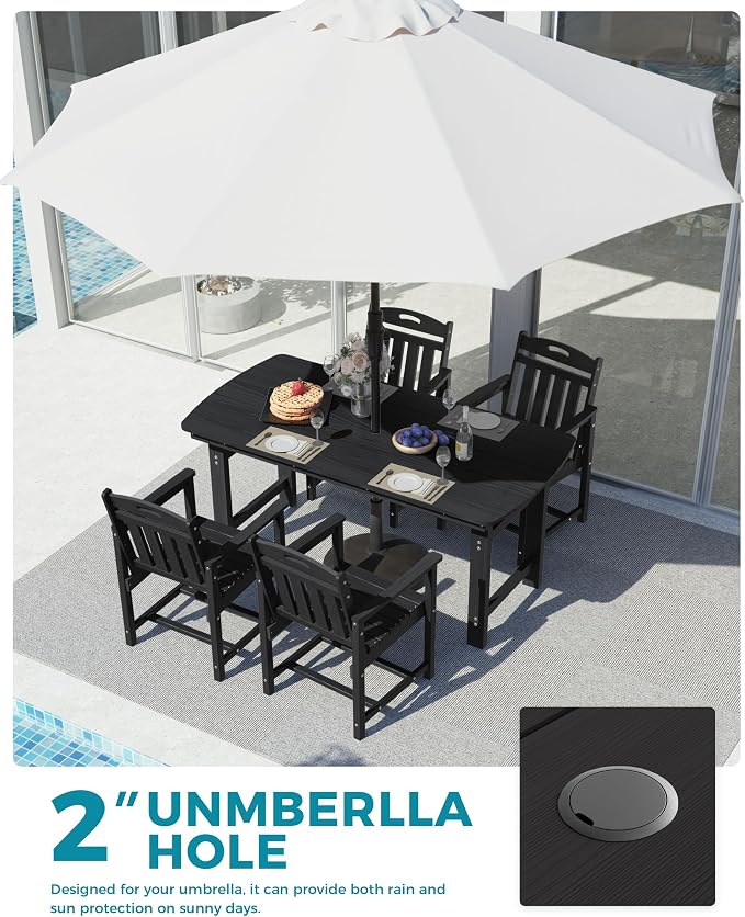 Ciokea HDPE Outdoor Dining Set, 5-Piece Patio Table and Chairs Set - Image 4