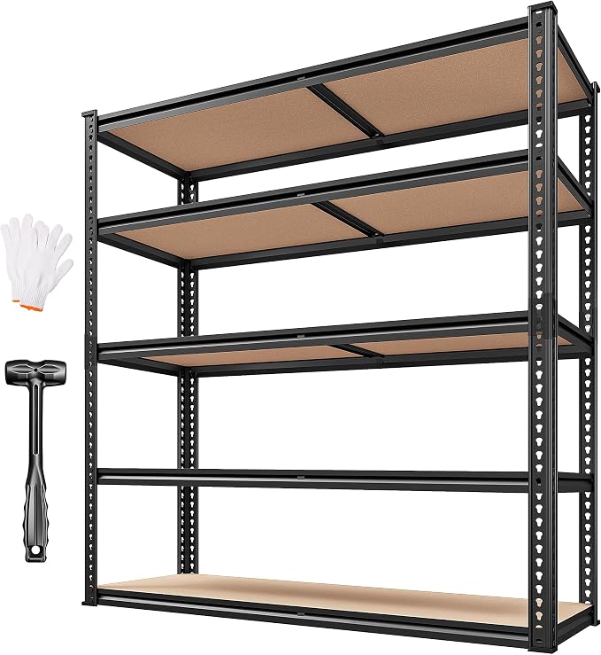 REIBII 40" W Garage Shelving 2500LBS Storage Shelves 72" H Metal Shelving 5 by REIBII