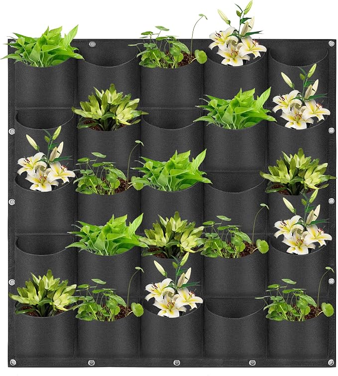 Hanging Planting Grow Bags, 25 Pockets Hanging Vertical Wall Planter Wall by LITLANDSTAR