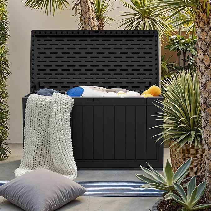 JUMMICO 160 Gallon Resin Outdoor Storage Deck Box - Image 6