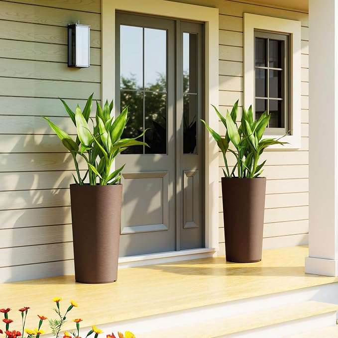 Outsunny 29 Inch Tall Planters for Outdoor Plants, Stackable Large Planters for - Image 8