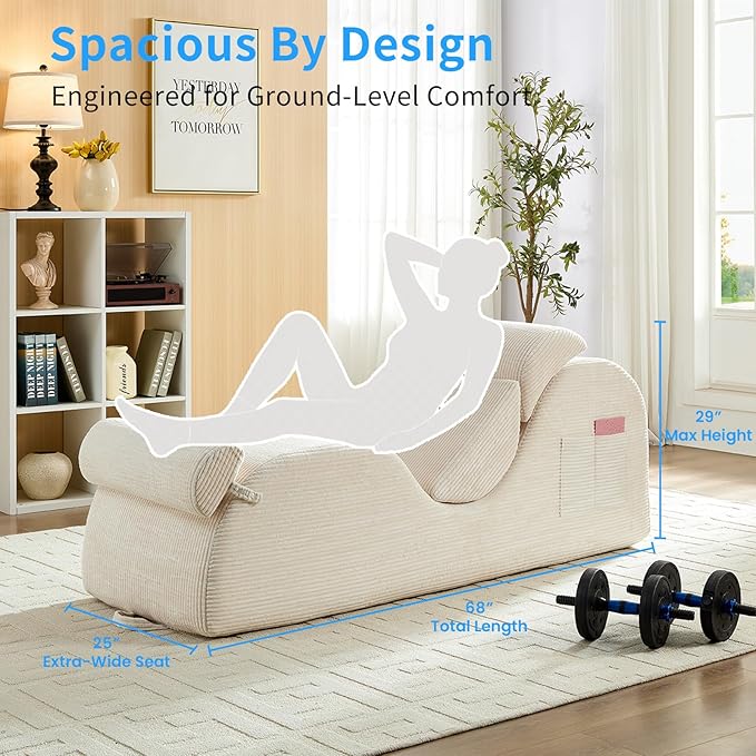 ijuicy 25" Wide Corduroy Yoga Chair, Yoga Lounge Chair - Image 2