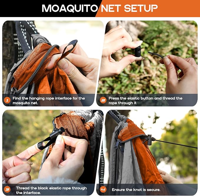 Camping Hammock Mosquito Net, Double & Single Portable Hammocks Hammocks - Image 4