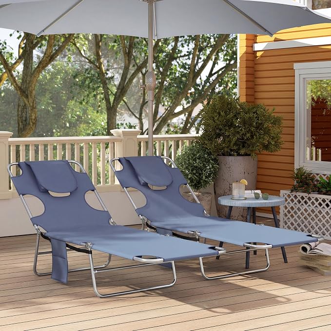 Outsunny Chaise Lounge Chair Outdoor Set of 2 - Image 9