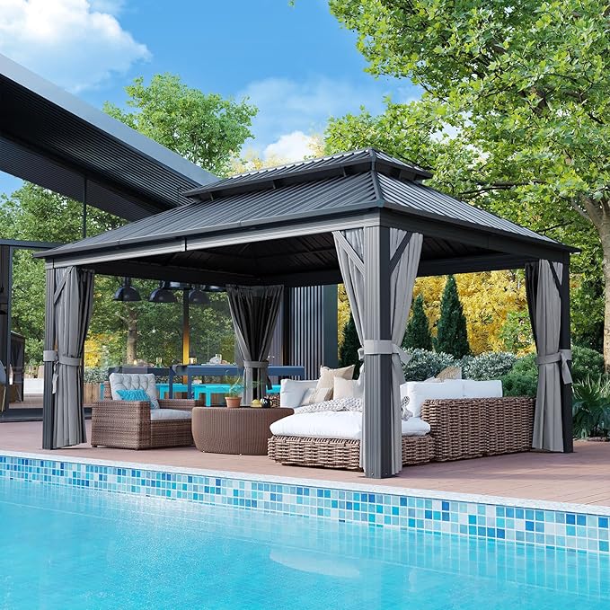 Aoxun 12FT X 16FT Hardtop Gazebo, Outdoor Pergolas - Image 2