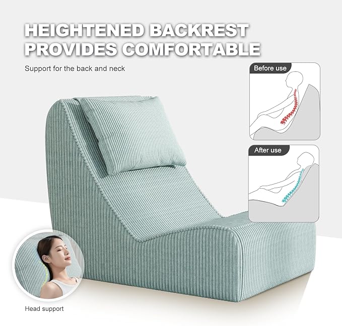 Giant Bean Bag Chair for Adults, Corduroy Chaise Lounge - Image 5