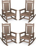 KINGYES HDPE Outdoor Rocking Chair Set of 4, Widened Seat Patio Rocking Chair by KINGYES