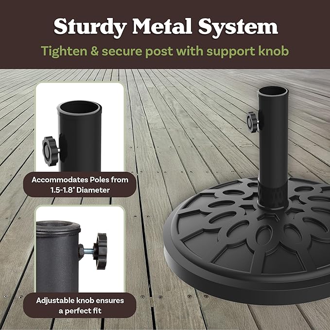 Umbrella Base - Heavy-Duty 19lbs Weighted Outdoor Stand - Image 3