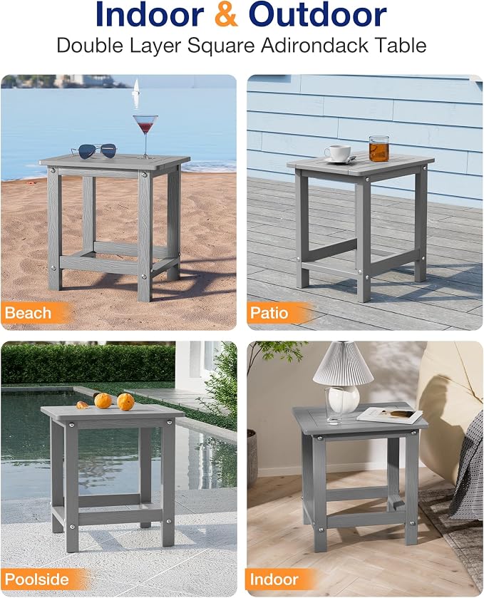 YEFU Outdoor Side Table for Patio: 16" HIPS Weather - Image 7