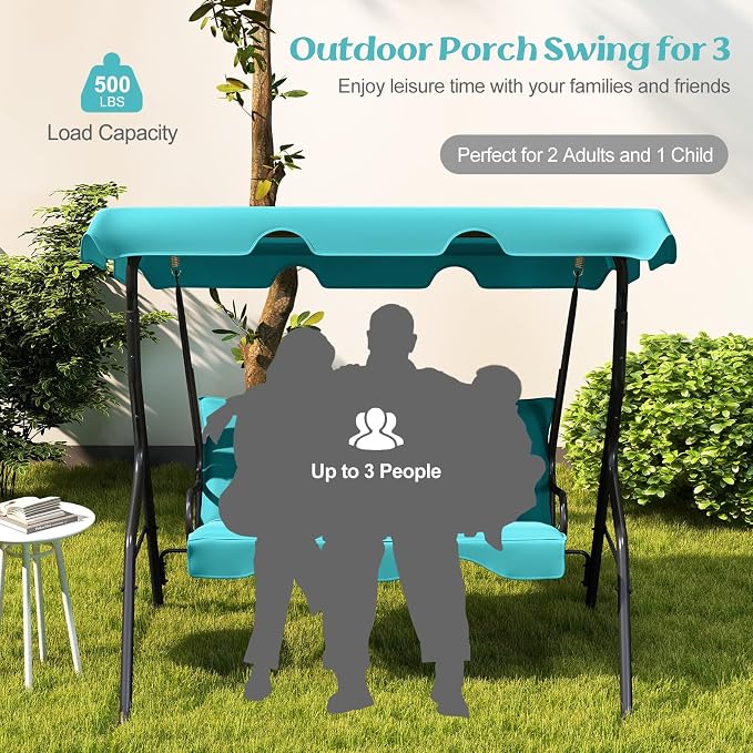 Tangkula 3 Person Porch Swing, Patio - Image 3