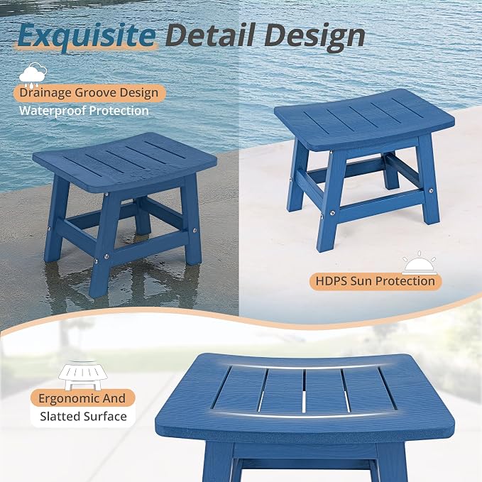LUE BONA Outdoor Adirondack Ottomans, Footrest Footstool Set of 2, Outdoor Foot - Image 5
