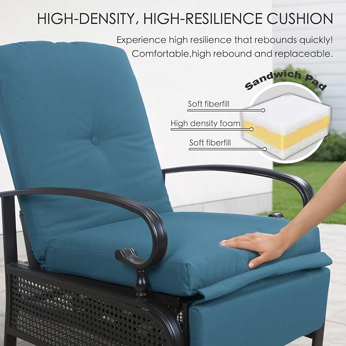Kozyard Adjustable Outdoor Reclining Lounge Chair, Cushioned Patio Chaise Lounge - Image 4