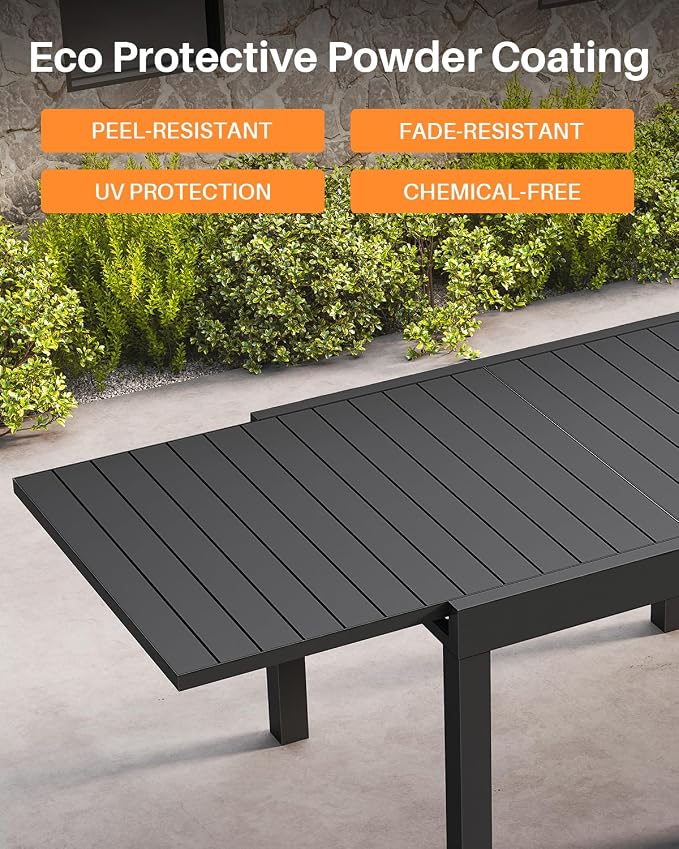Patio Aluminum Extendable Dining Table, Never-Rust Expandable Outdoor Dining - Image 7
