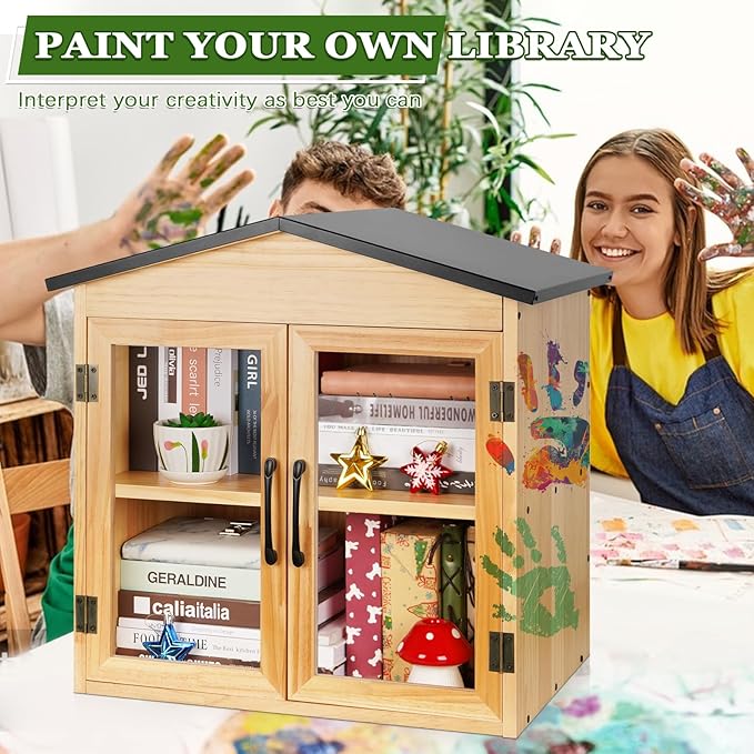 Outdoor Library Outdoor Book Box Storage Small Wooden Cabinet Little Literature - Image 5