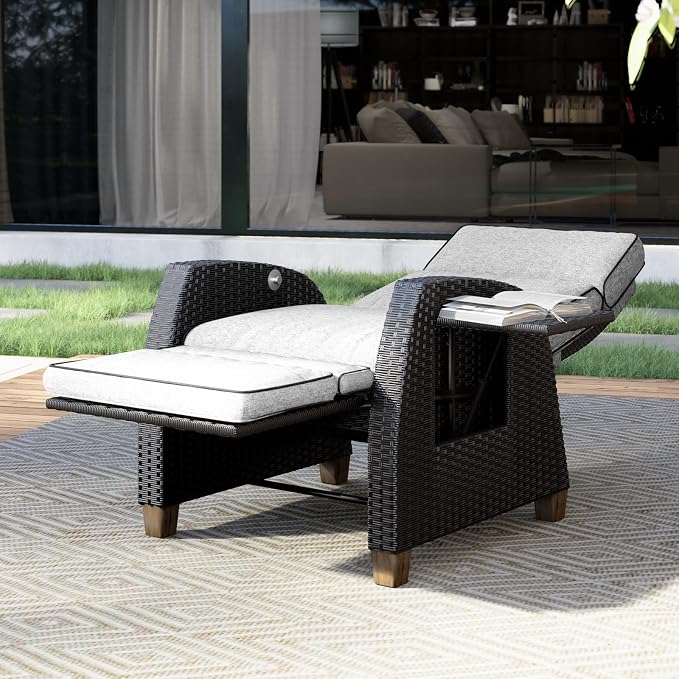 Grand patio Outdoor Recliner Chair Patio 150° Lay Flat Recliner - Image 4