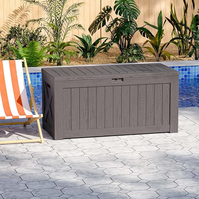 Patiowell 120 Gallon Large Deck Box, Outdoor Lockable Storage Box - Image 9