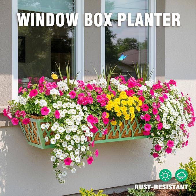 4 Pack 24 Inch Window Boxes Planters Railing Planter Box - Image 2