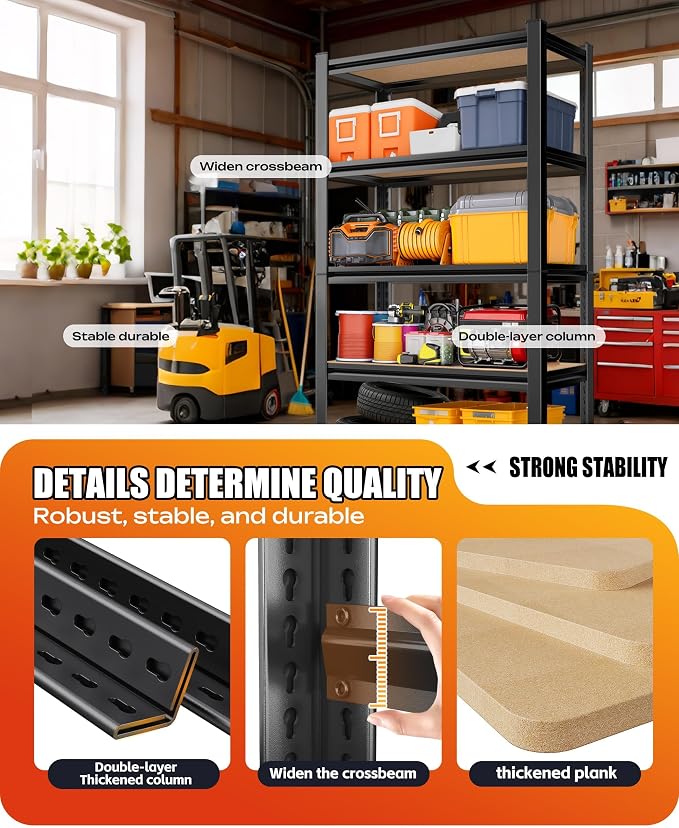 Set of 2 Garage Shelving Heavy Duty Storage Shelves, Metal Adjustable Shelving - Image 7