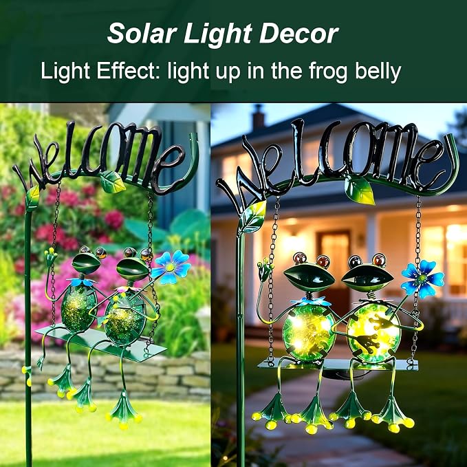 HONGLAND Solar Lights Outdoor Waterproof, Frog Swing Garden Decor, Frog - Image 3