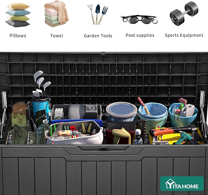 YITAHOME 80 Gallon Outdoor Storage Box, Large Waterproof Resin Deck Box - Image 4