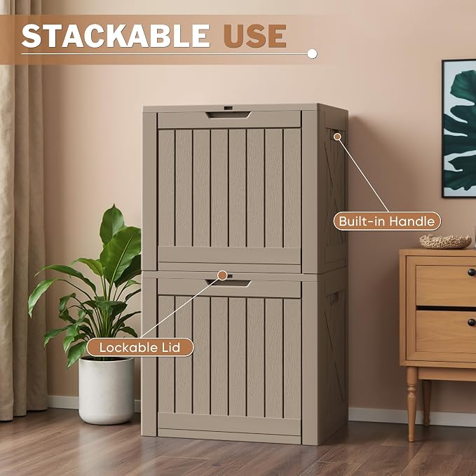 Patiowell 43 Gallon Resin Deck Box, Outdoor Storage Box - Image 3