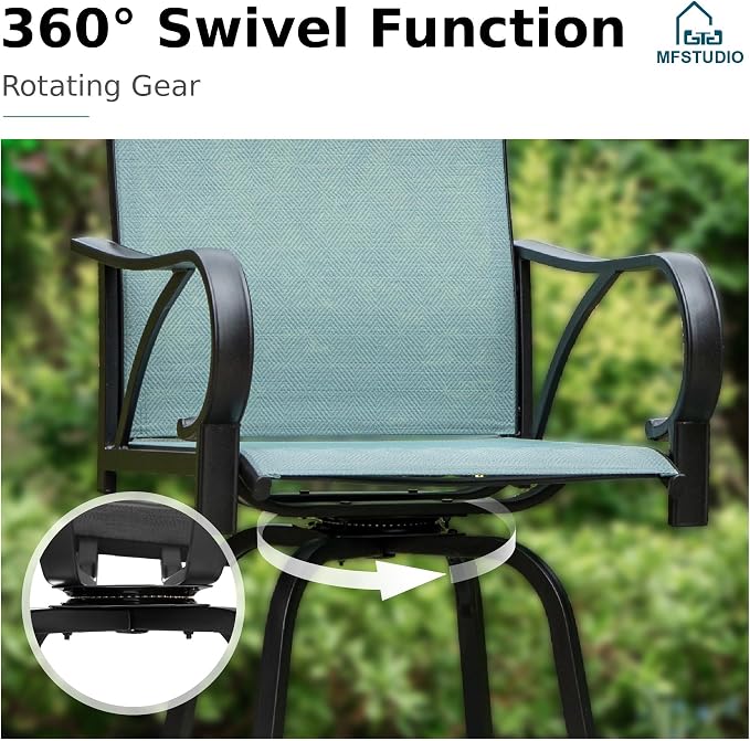 MFSTUDIO Outdoor Bar Stools Set of 4, Swivel Bar Height Patio Chairs Outdoor - Image 5