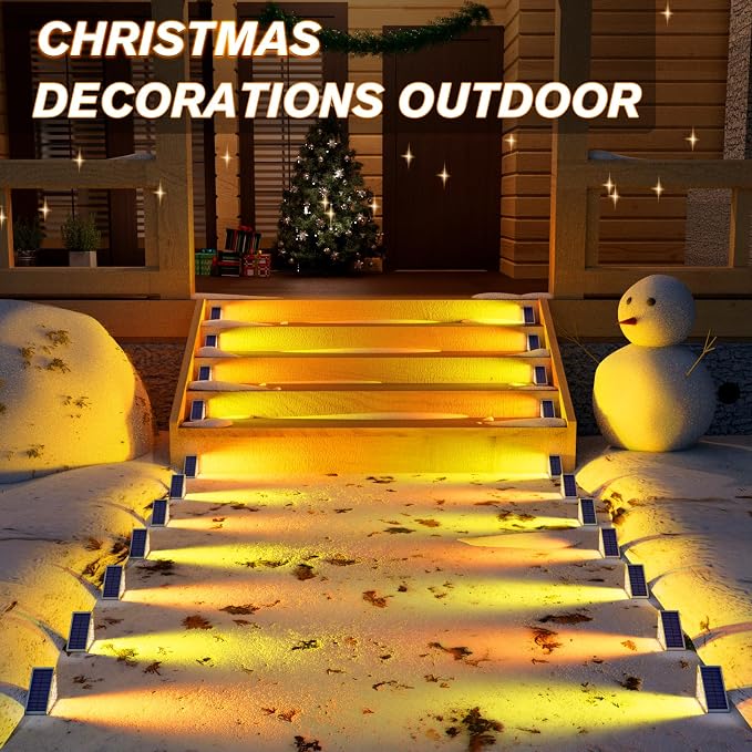 VOLISUN Solar Stair Lights 6 Pack, 7 Fixed Colors, Solar Step Lights Outdoor - Image 2