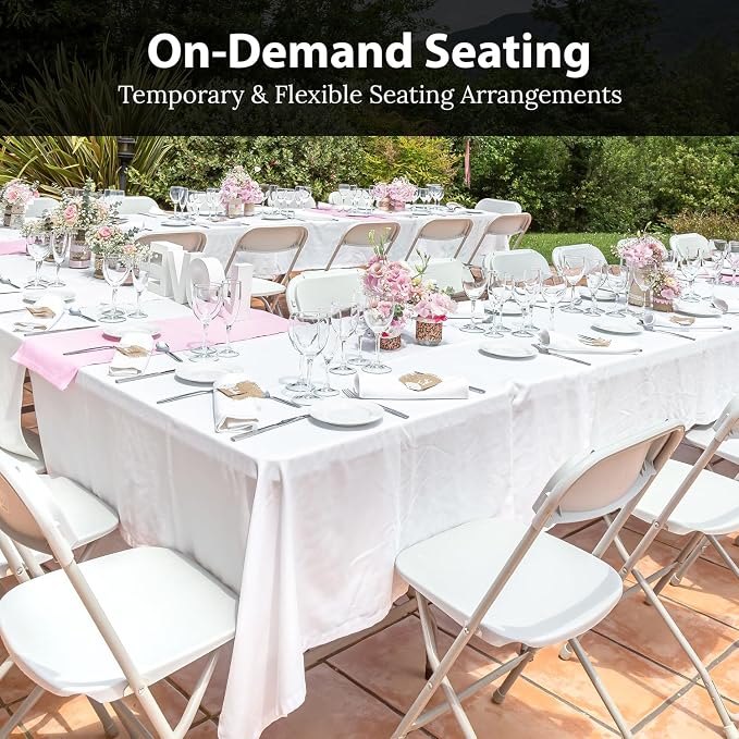 4 PACK White Foldable Plastic Chair | Folding & Stackable | 350 lbs Capacity - Image 4