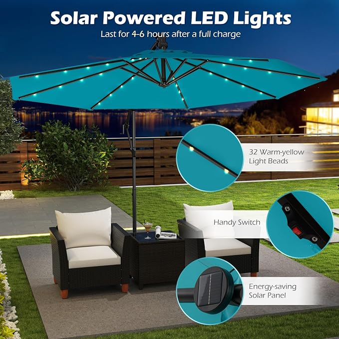Tangkula 10ft Solar LED Patio Umbrella - Image 6