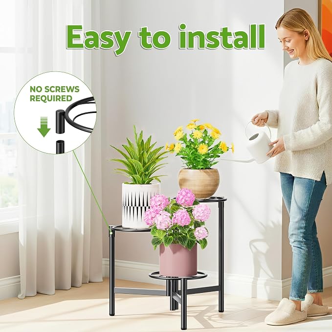 3 Tier Plant Stand Outdoor Tall Metal Corner Plant Stand - Image 6