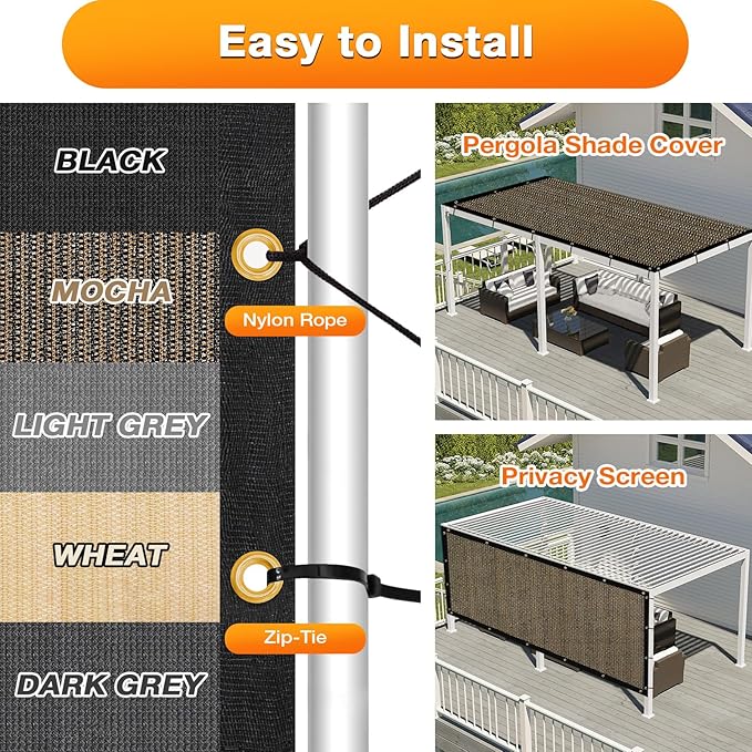 Artpuch Outdoor Pergola Shade Cover 6x23 FT Sun Shade Cloth - Image 5