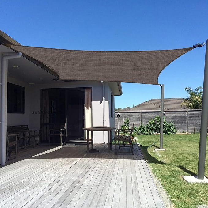 SUNNY GUARD Custom Size 9'x26' Rectangle Brown UV Block Sunshade by SUNNYGUARD
