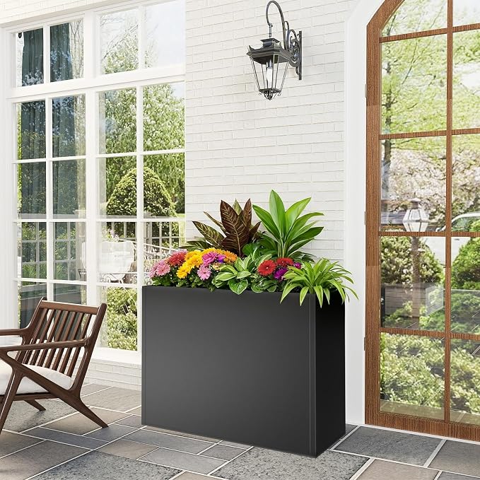Tall Metal Planter Box for Outdoor Plants 38" L x 13" W x 30", Heavy Duty Steel - Image 5
