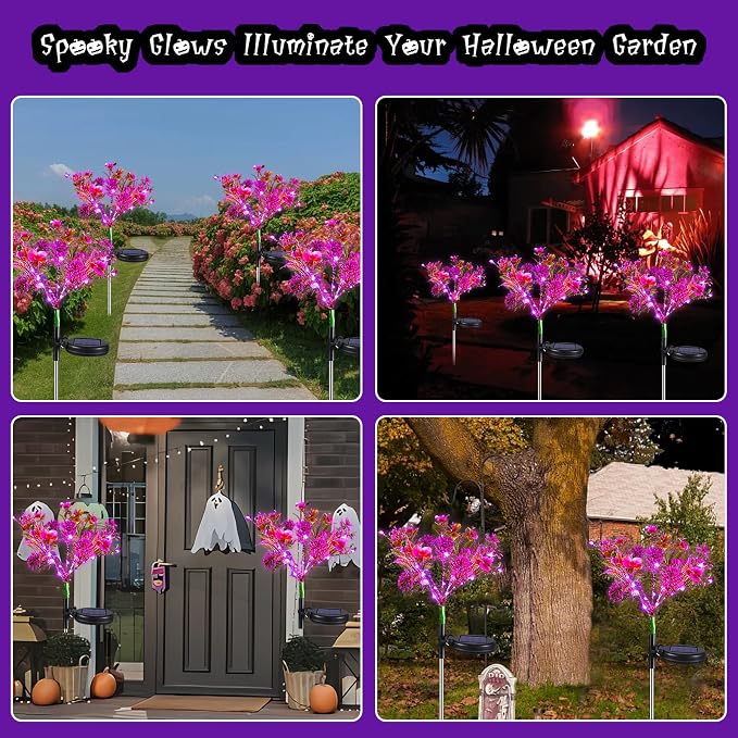 Neporal Solar Garden Lights, 4PK Purple Phalaenopsis Solar Flowers Outdoor - Image 8